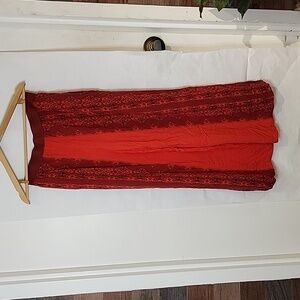 Free People Red Patterned Wide Leg Pants